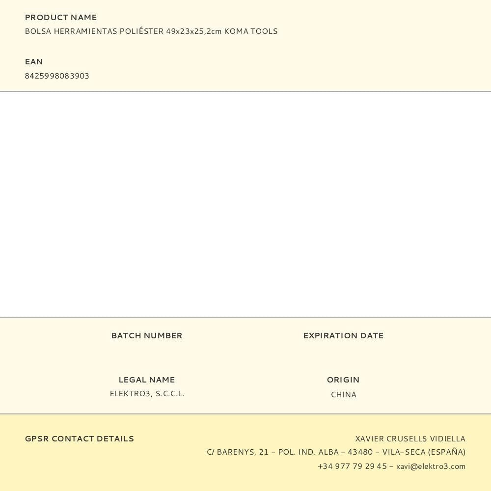 Bolsa de herramientas poliéster 49 x 23 x 25,2 cm