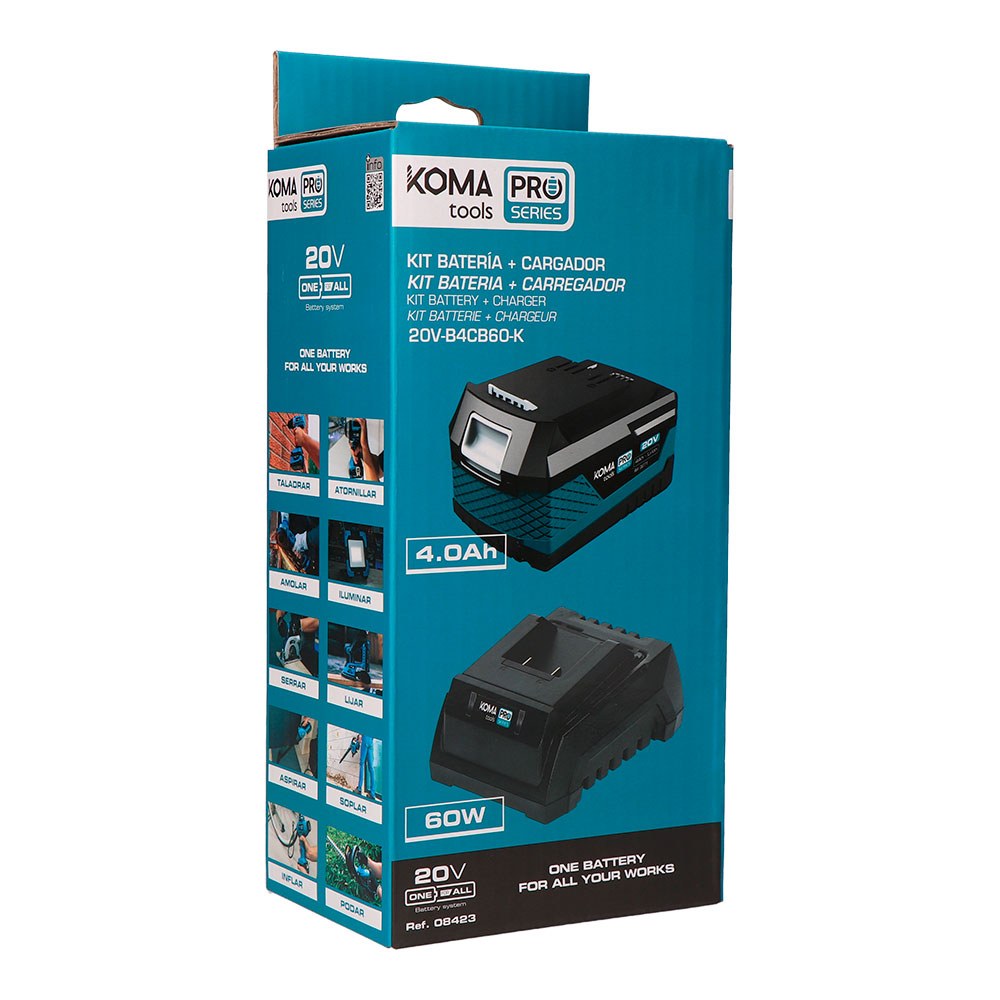 Pack batería li-ion 20 v 4.0 ah (08771) + cargador 20 v 60 w (08772)