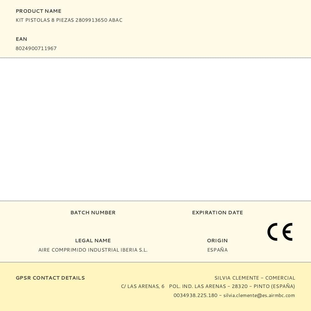 Kit pistolas 8 piezas 2809913650 abac