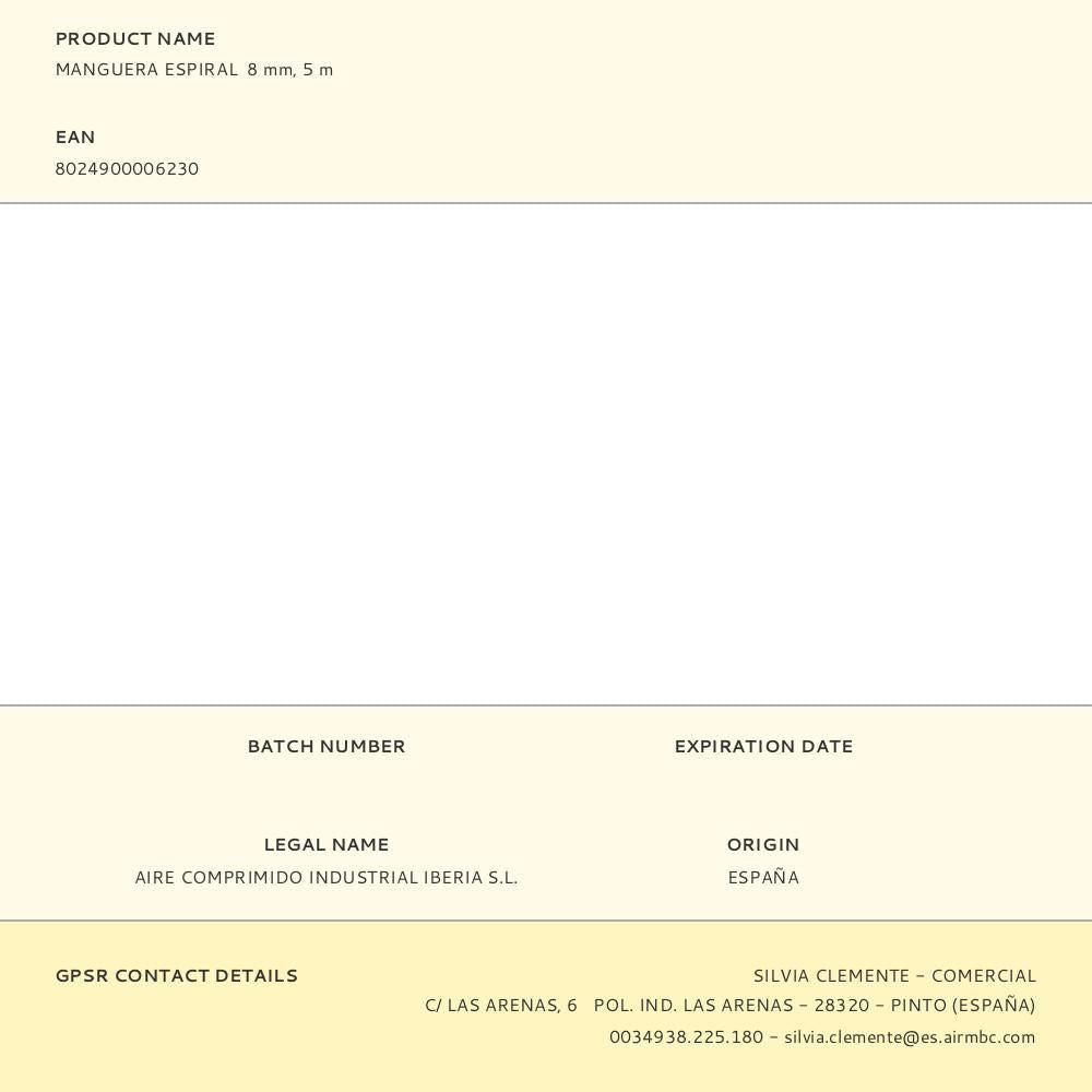 Manguera espiral 8 mm, 5 m