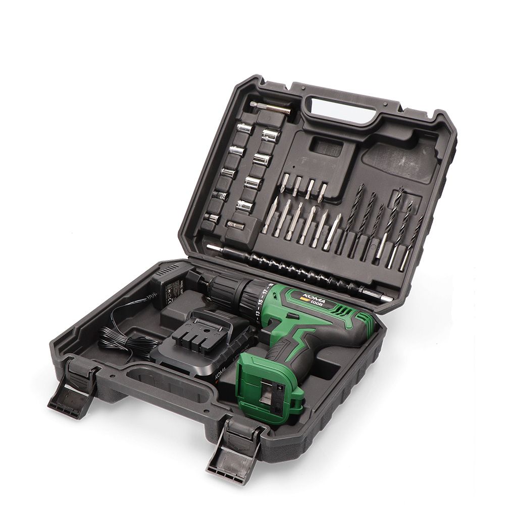 Kit taladro atornillador 14,4 v con 27 accesorios, batería 1500 mah y cargador