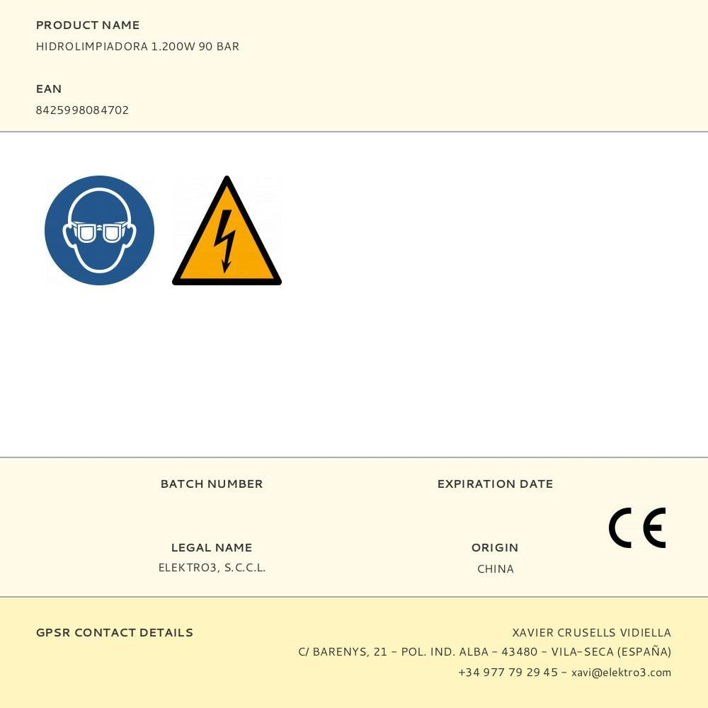 Hidrolimpiadora 1.200w 90 bar