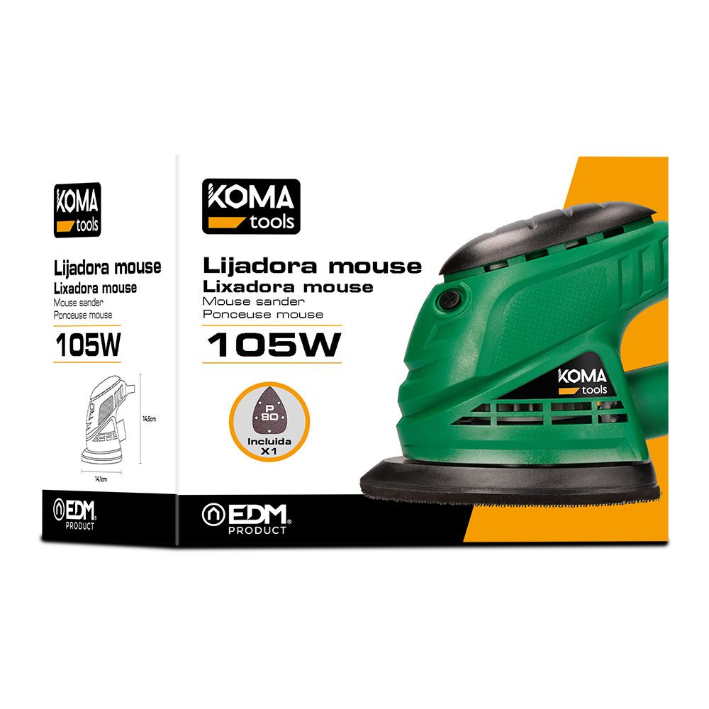 Lijadora tipo mouse 105 w, 141 x 145 mm con cable 2 m