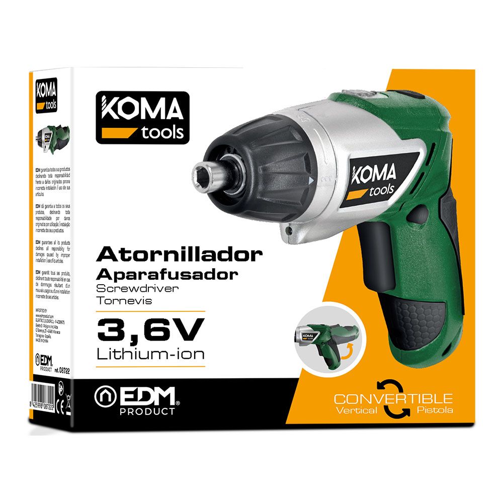Atornillador recargable, 3,6v con cargador