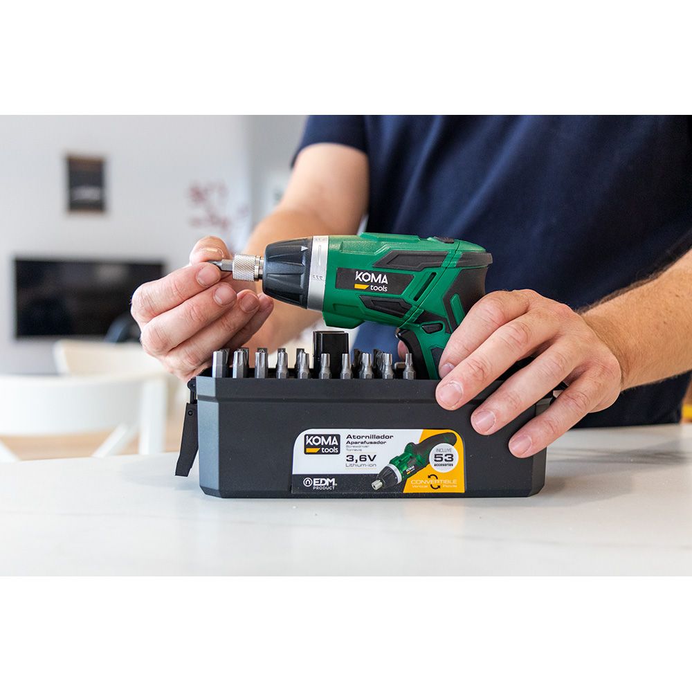 Kit atornillador recargable 3,6 v con 53 accesorios y cargador