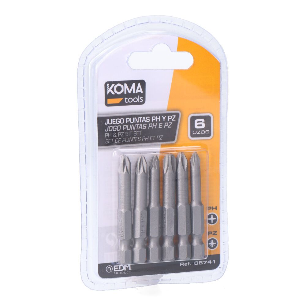Puntas phillips ph1-2-3 x 50 mm, puntas pozidrive pz1-2-3 x 50 mm, 6 piezas