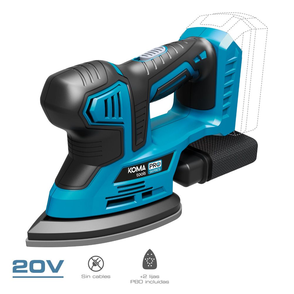 Lijadora tipo mouse 20 v (sin batería ni cargador) 20,4 x 15,5 cm