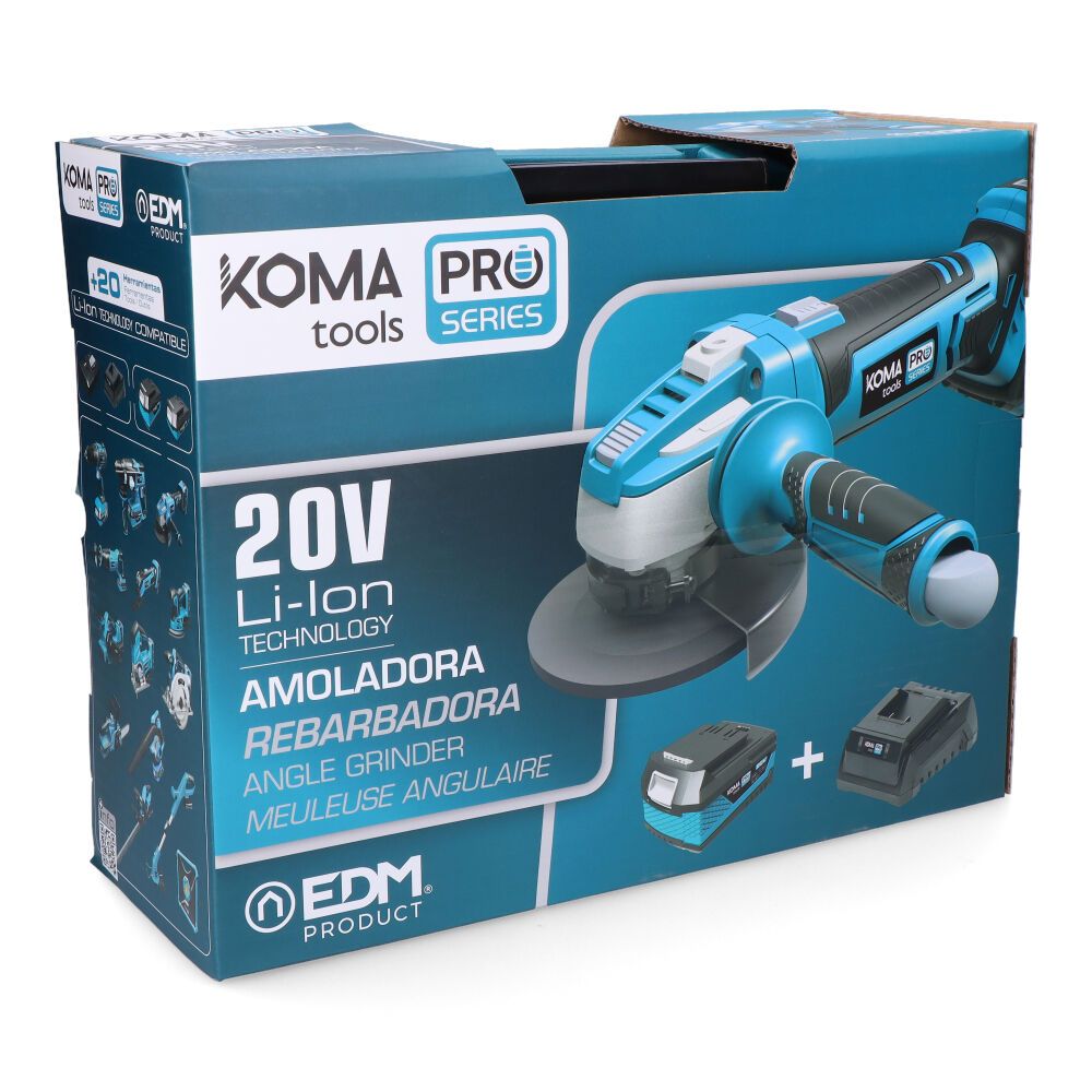 Kit amoladora angular 20 v ø115 mm con 1 bateria 4.0ah y cargador 08772 28,9 x 27 cm