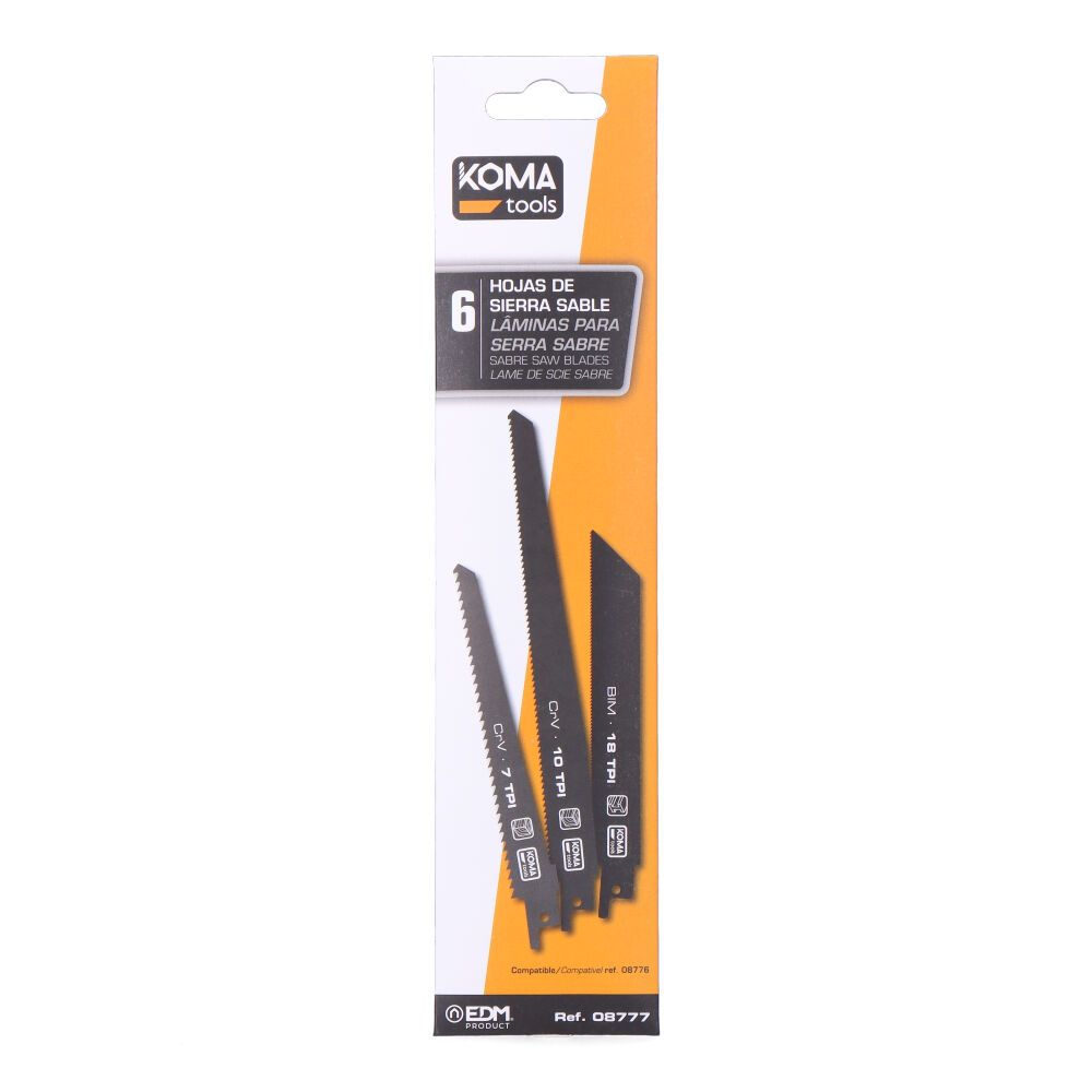 Kit 6 hojas de sierra de sable recambio para 08776