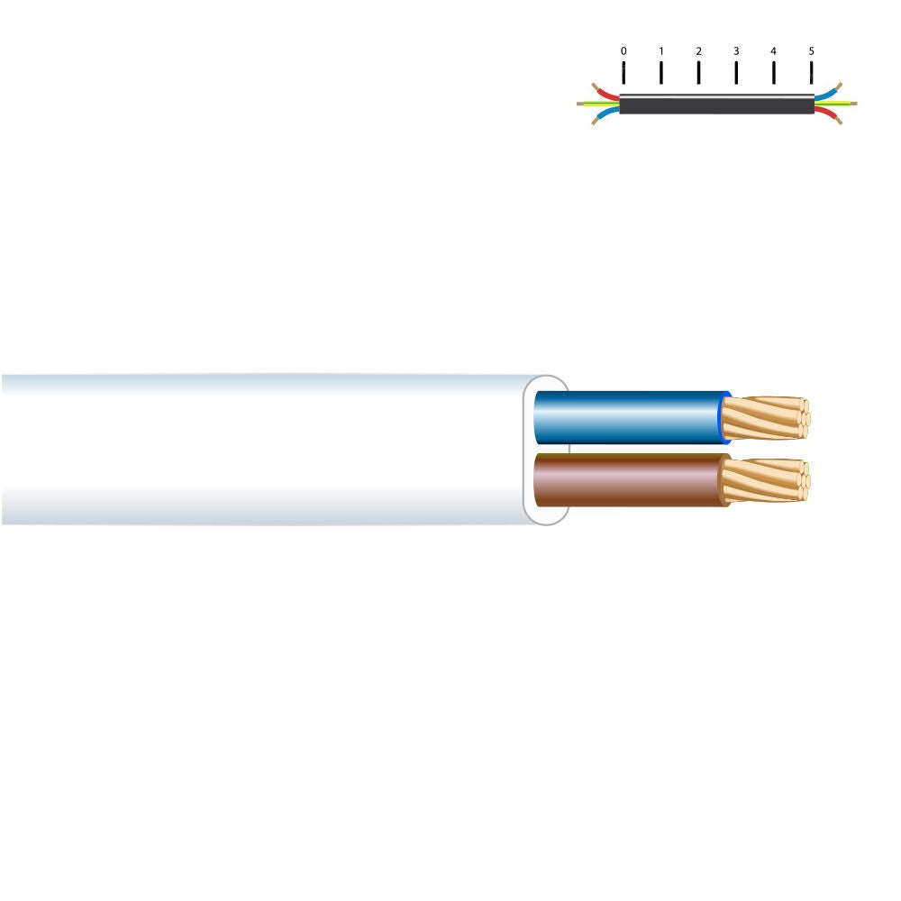 Manguera plana h05vvh2-f 2 x 1,00 mm² blanca euro/m