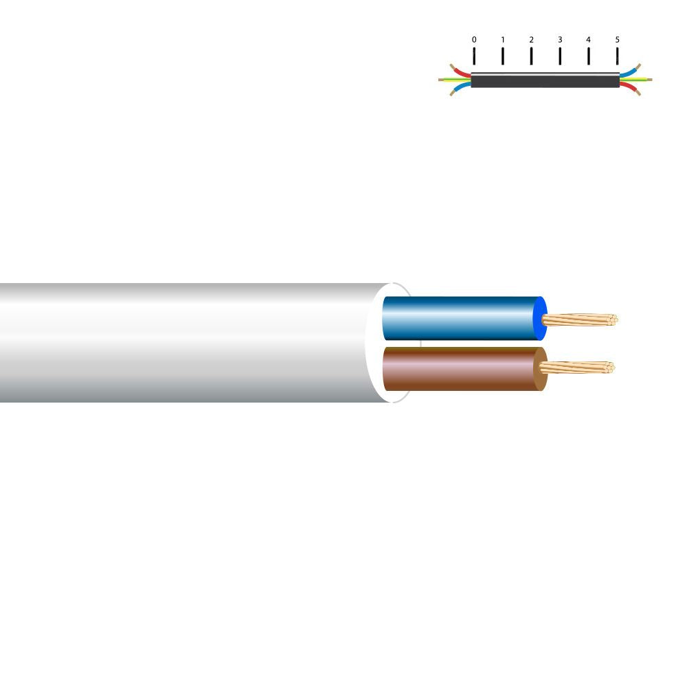 Manguera tubular h05vv-f 2 x 2,50 mm², blanca euro/m