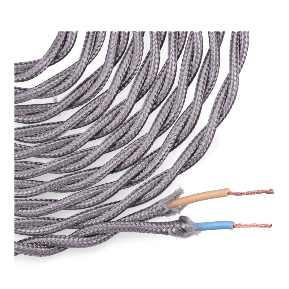 Carrete cable textil trenzado h03vv-f 2 x 0,75 mm² gris oscuro, 5 m