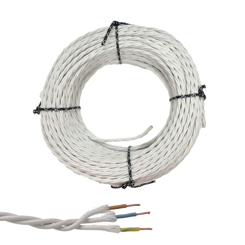 Cable paralelo textil trenzado h07v-k 3 g 2,50 mm² blanco euro/m