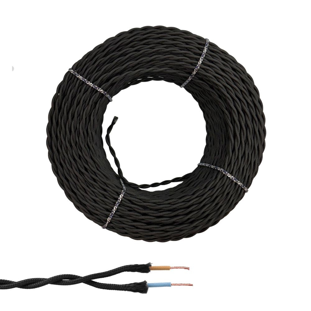 Cable paralelo textil trenzado h05vv-f 2 x 1,50 mm² negro euro/m