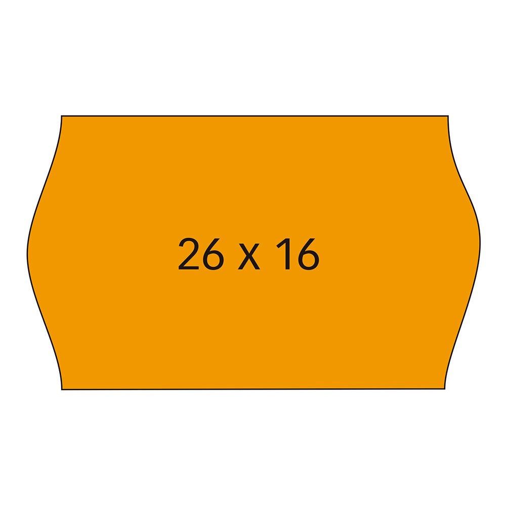 Etiquetas de precios naranjas, removibles, 26 x 16 mm, sinusoidales, 6 rollos x 1000 uds