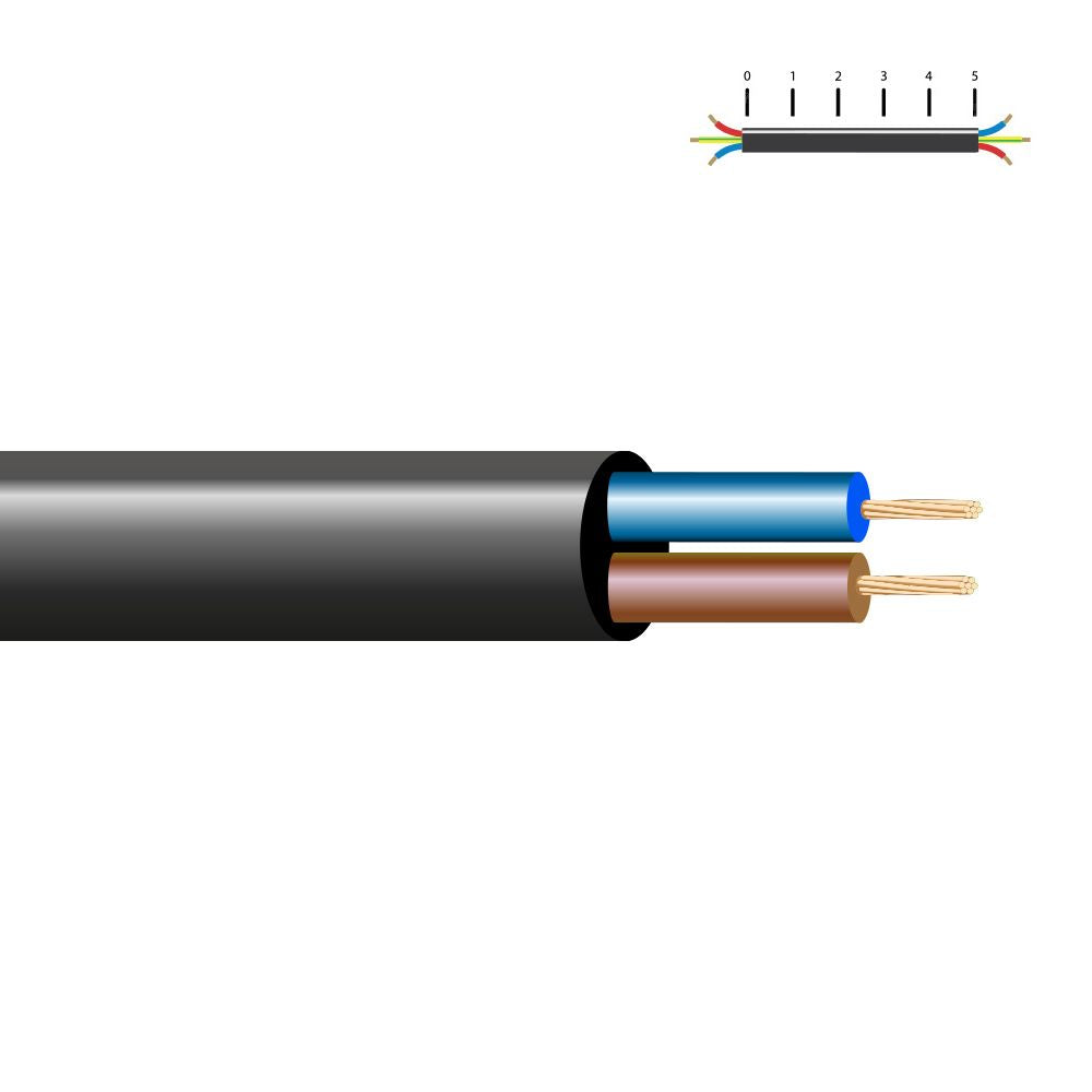 Manguera tubular vv-k06/1kv 2 x 1,50 mm², negra euro/m