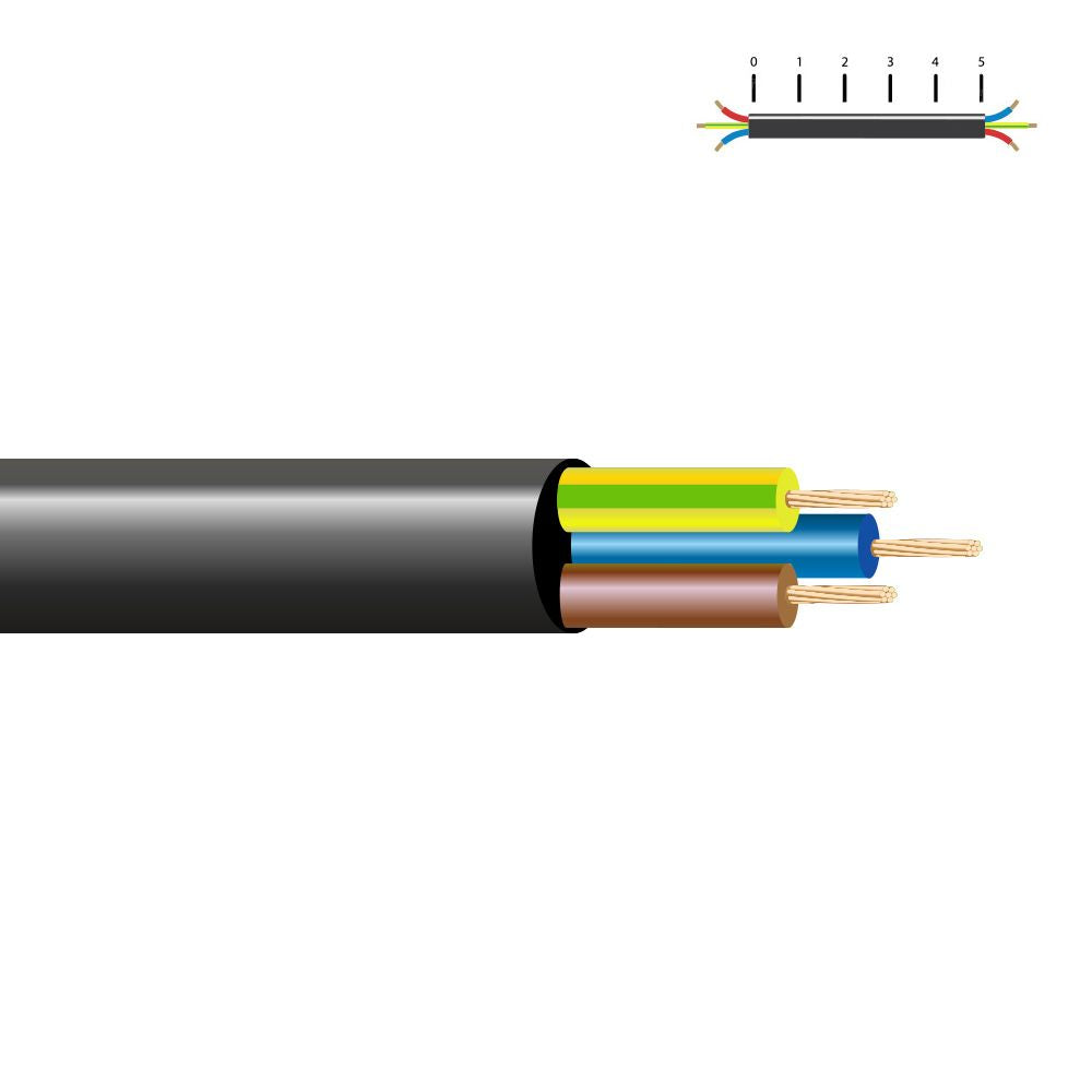 Manguera tubular h05vv-f 3 g 1,00 mm², negra euro/m