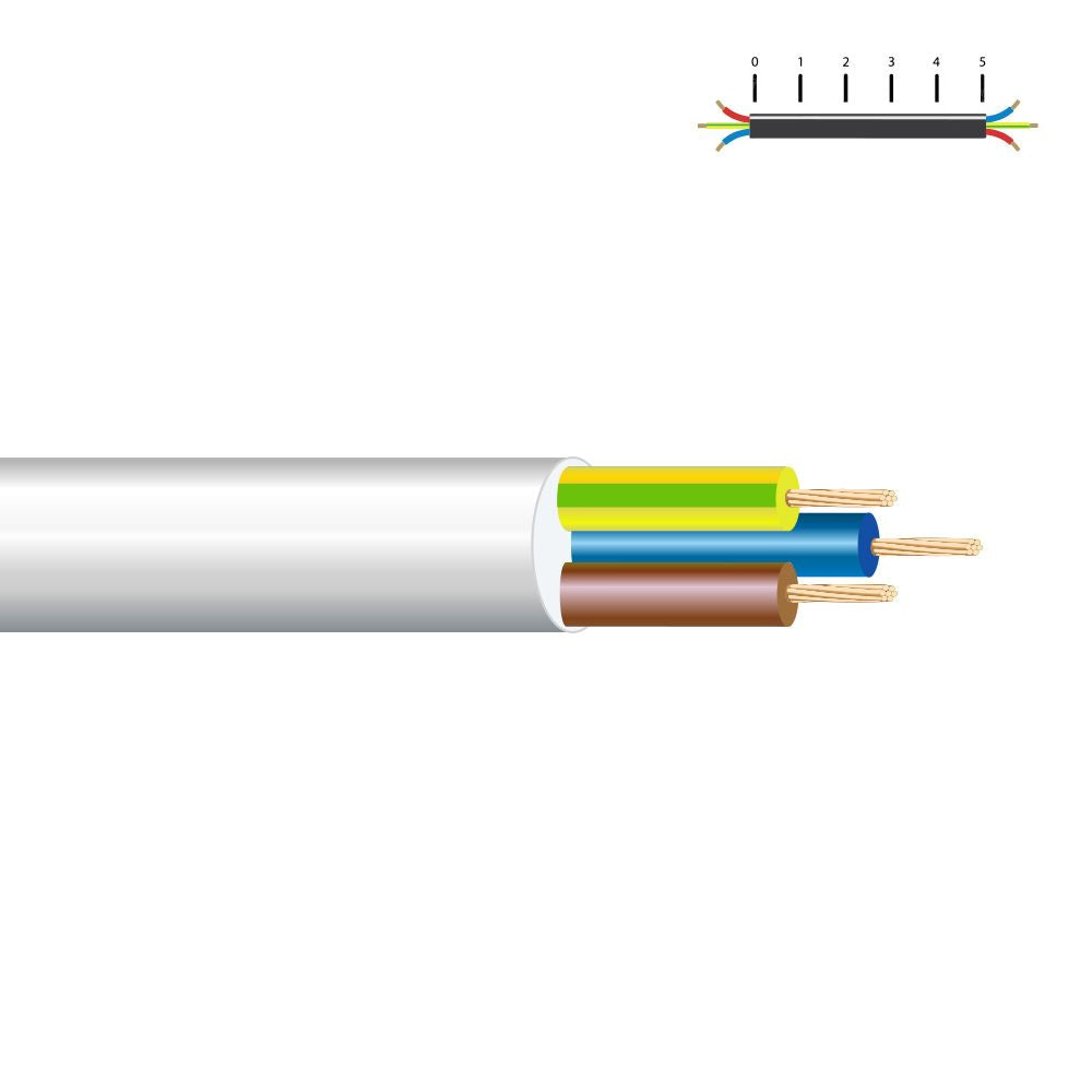 Manguera tubular vv-k06/1kv 3 g 1,50 mm², blanca euro/m