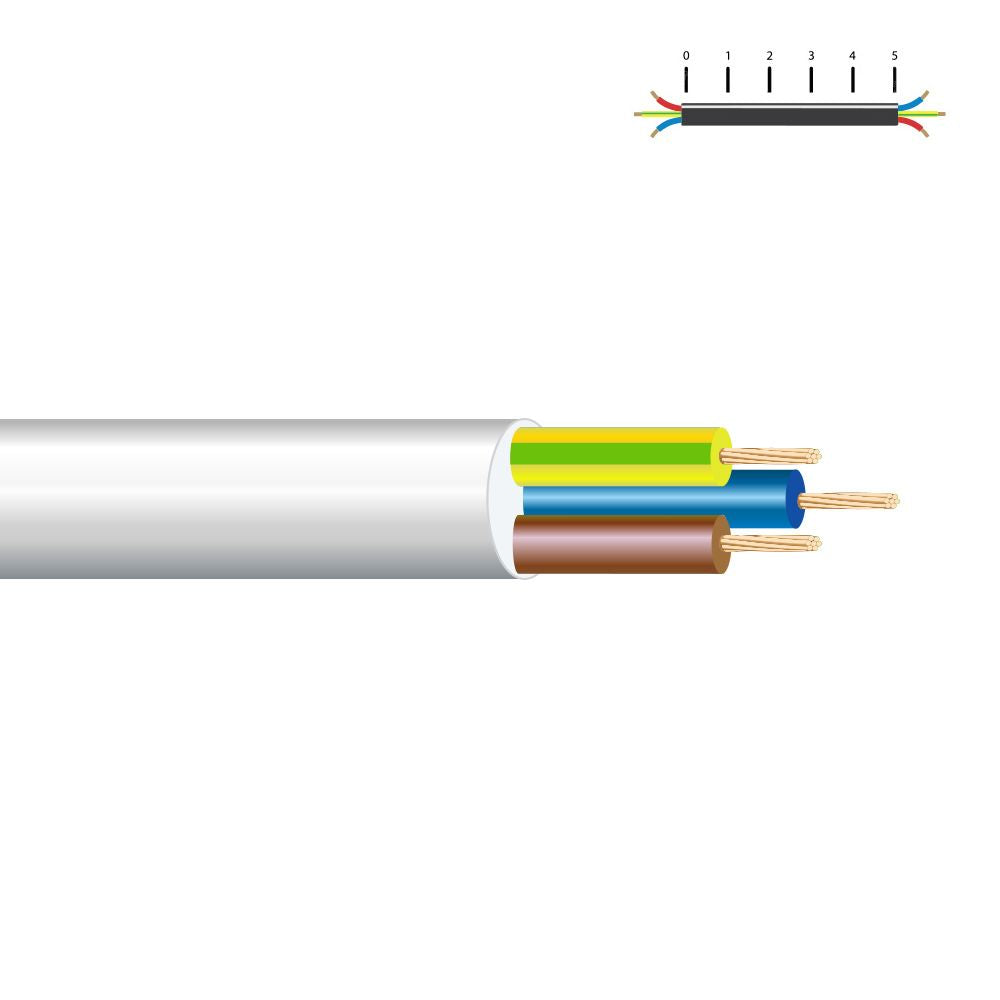 Manguera tubular vv-k06/1kv 3 g 2,50 mm², blanca euro/m
