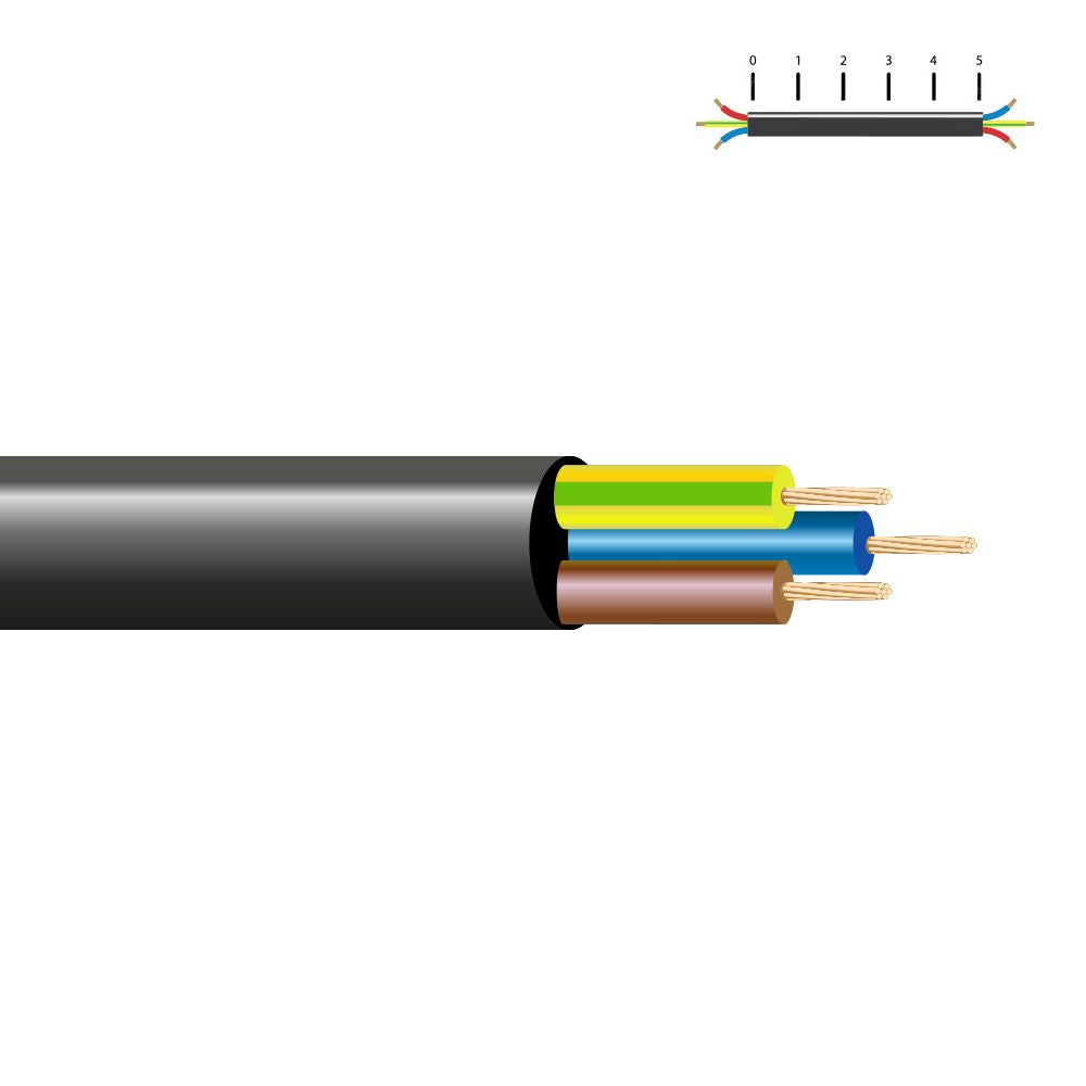 Manguera tubular vv-k06/1kv 3 g 4,00 mm², negra euro/m