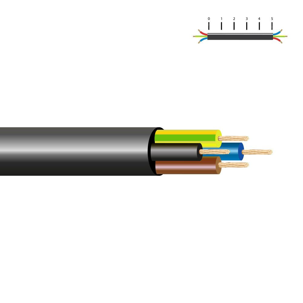 Manguera tubular h05vv-f 4 g 1,00 mm², negra euro/m
