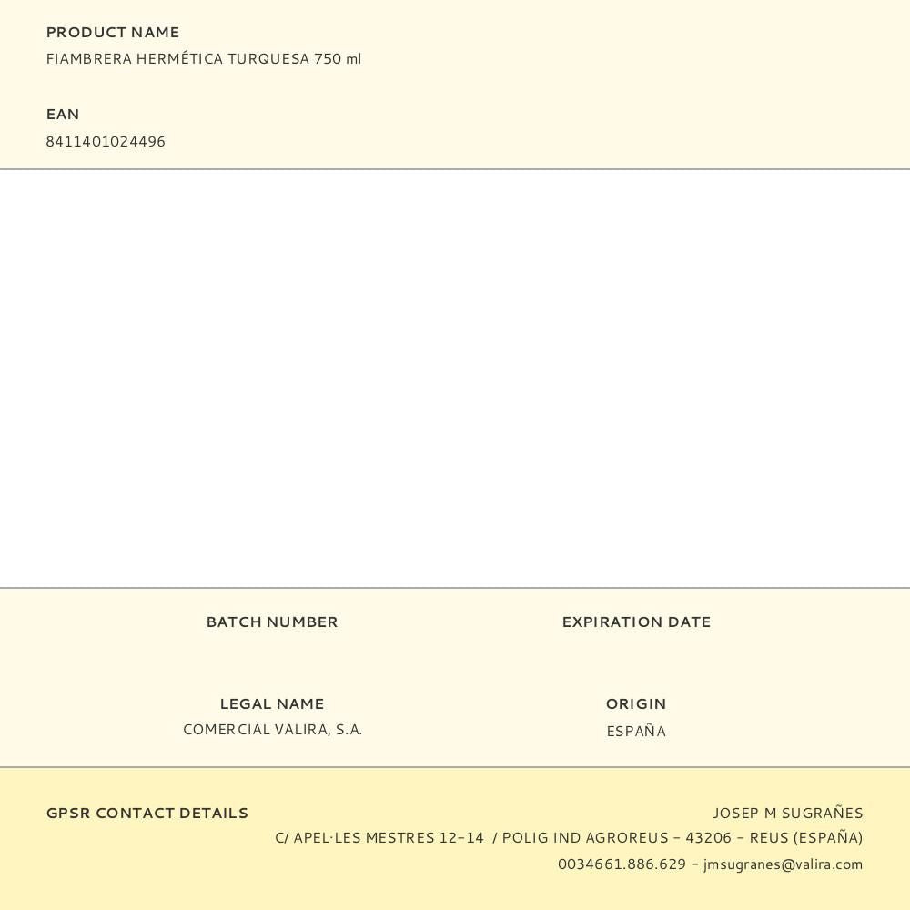 Fiambrera hermética turquesa 750 ml