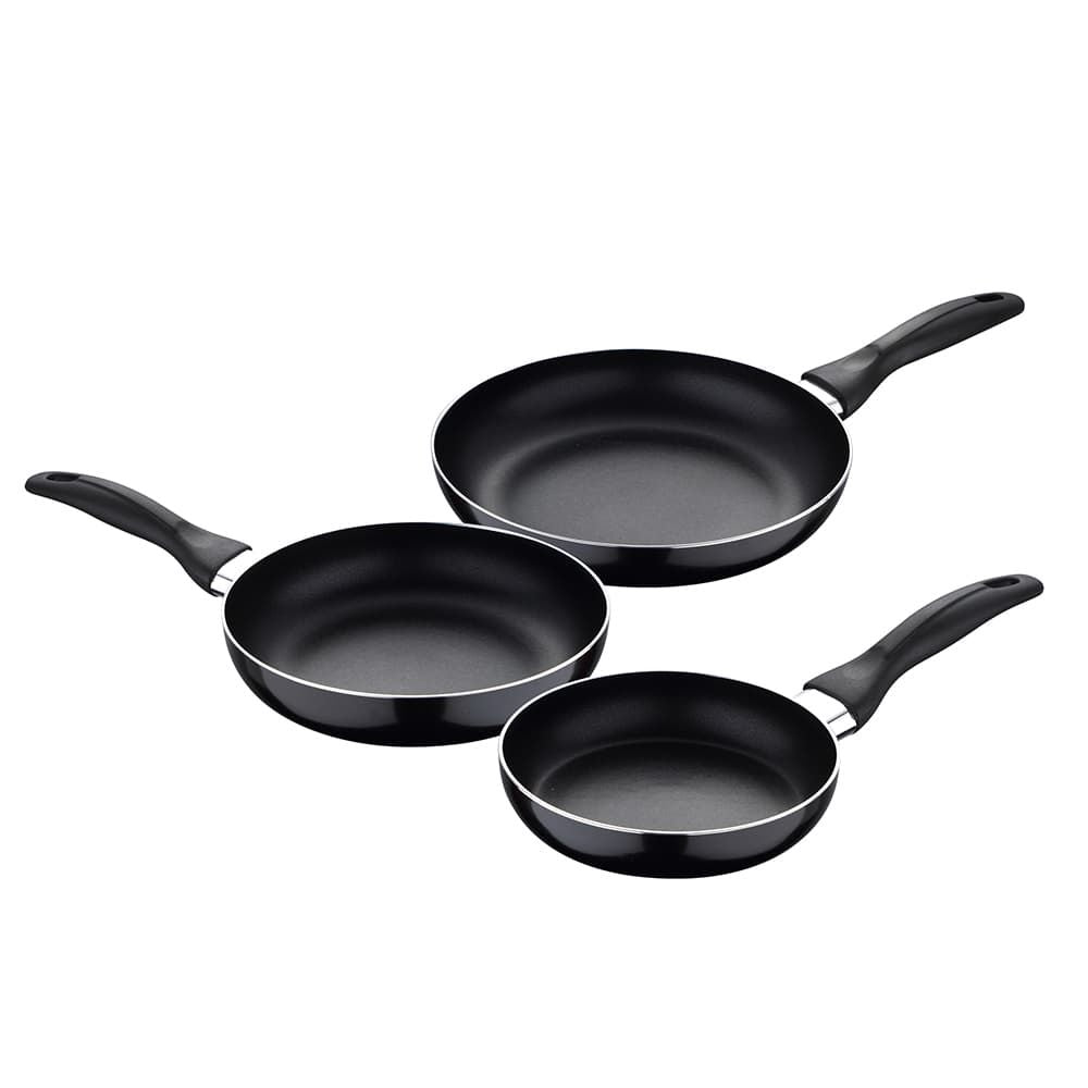 Set 3 sartenes aluminio prensado apto para inducción navy black ø16 / ø20 / ø24 cm