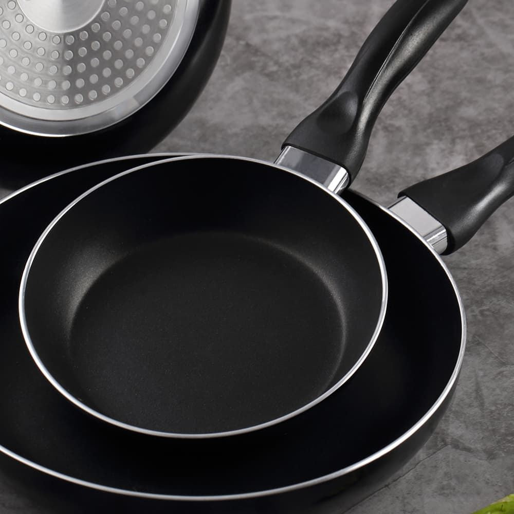 Set 3 sartenes aluminio prensado apto para inducción navy black ø16 / ø20 / ø24 cm