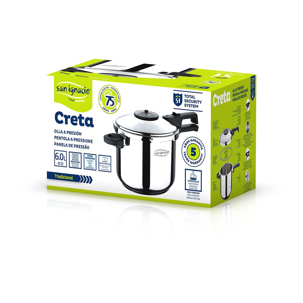 Olla a presión 6 l acero inoxidable creta ø22cm