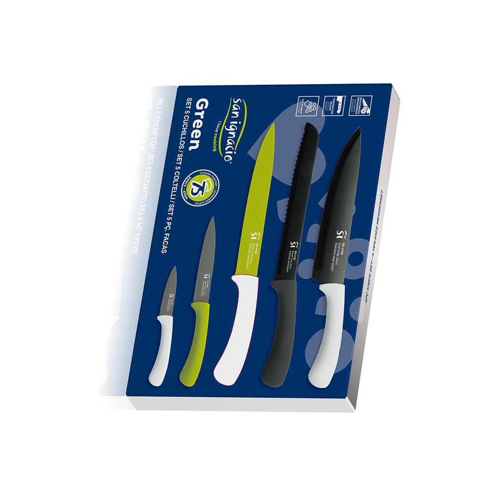 Juego de cuchillos 5 piezas acero inoxidable green