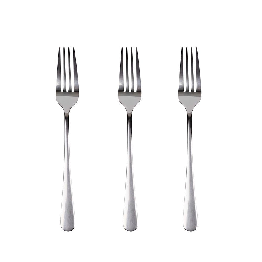 Tenedor de acero inoxidable reciclado brillo natur, blister 3 uds