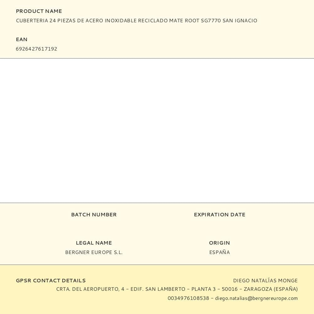 Cubertería 24 piezas de acero inoxidable reciclado mate root