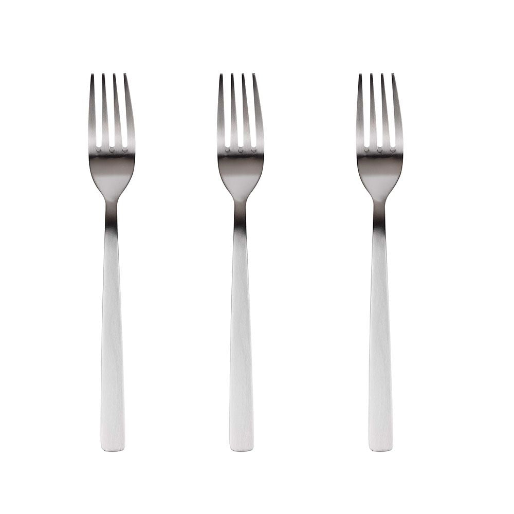 Tenedor de acero inoxidable reciclado mate root, blister 3 uds