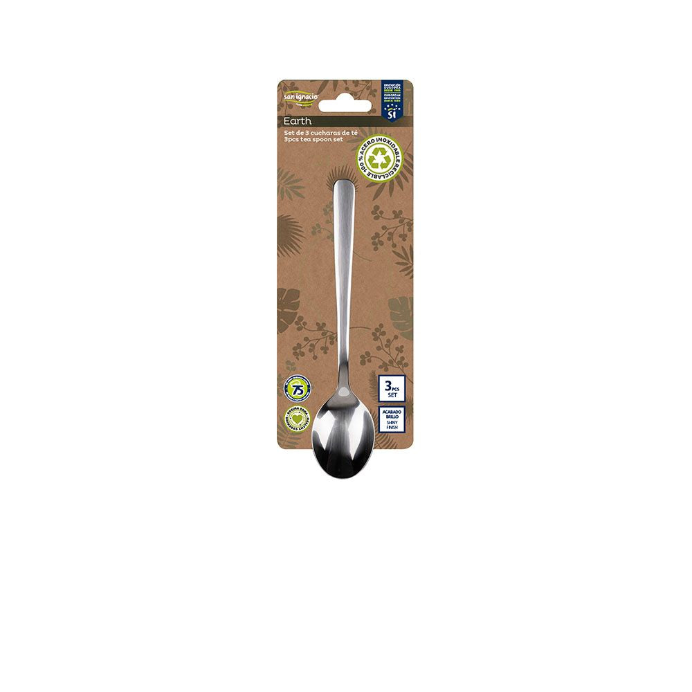 Cucharilla de acero inoxidable reciclado brillo earth 3 uds