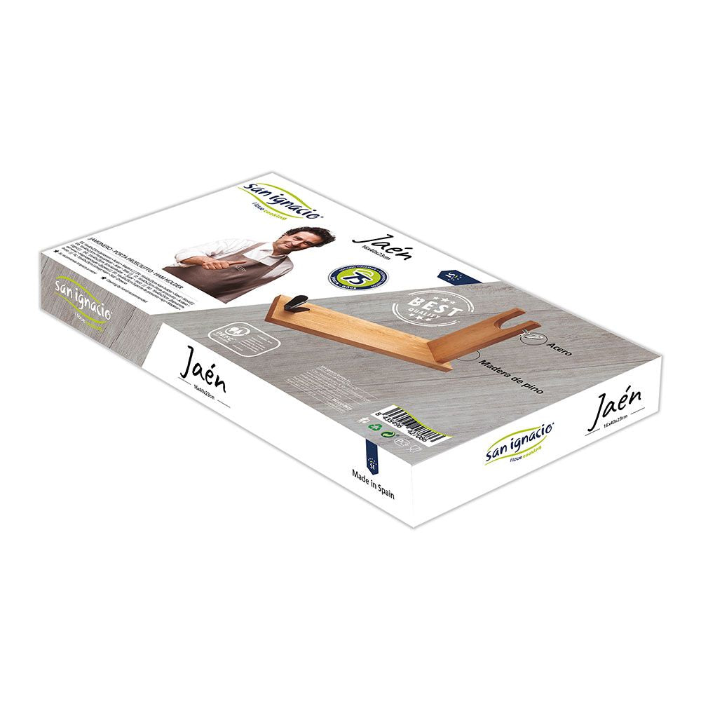 Jamonero modelo jaén de acero y madera 23 x 40 x 16 cm