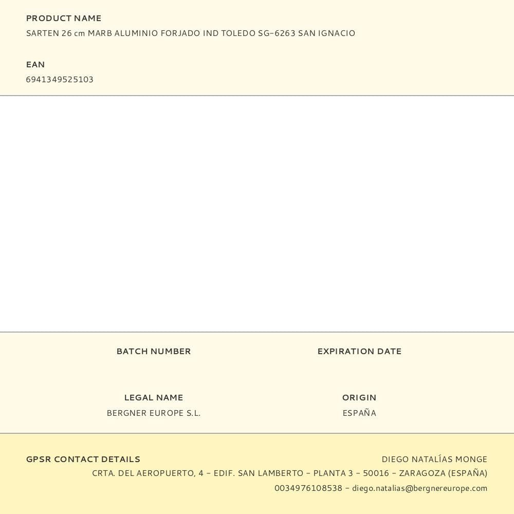 Sartén de aluminio forjado inducción toledo ø26 cm