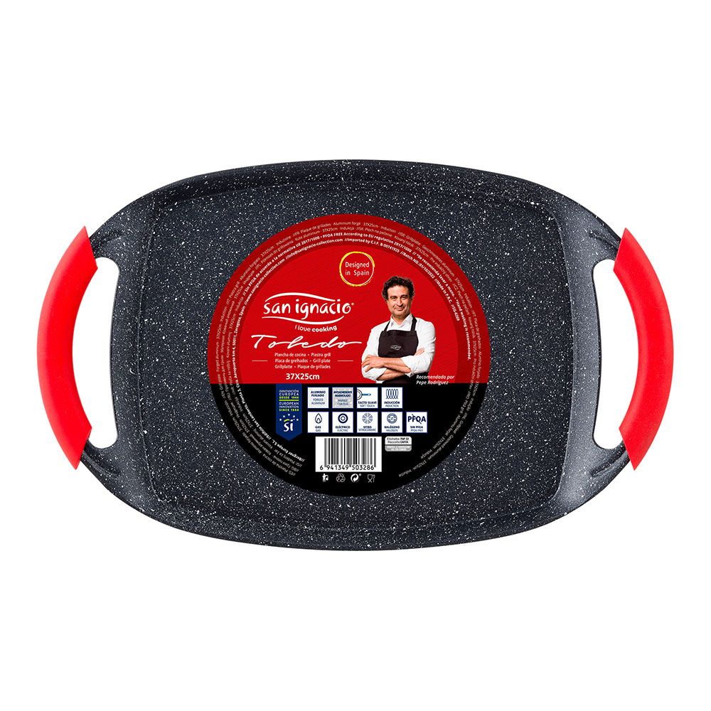 Asador aluminio forjado inducción toledo 37 x 23,5 cm