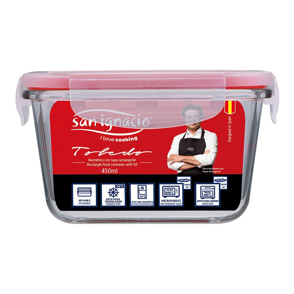 Fiambrera hermética cristal toledo 450 ml