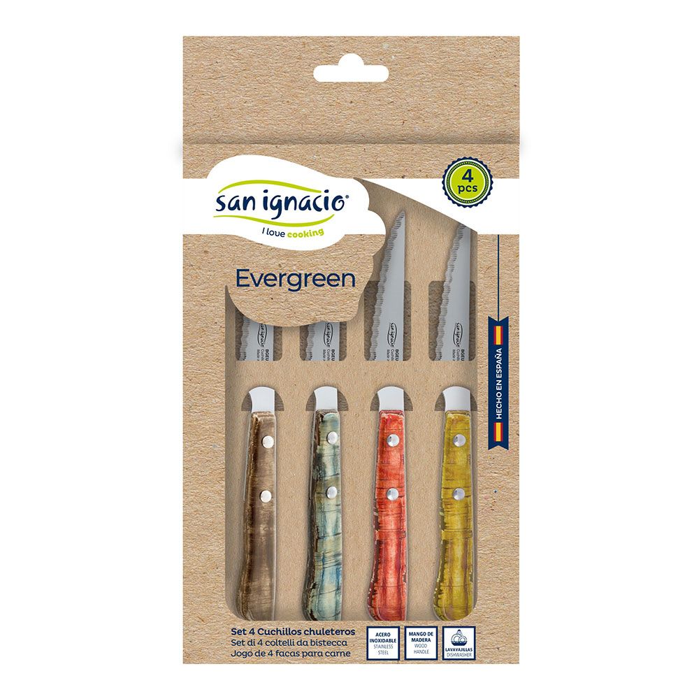 Cuchillos chuleteros evergreen 4 uds