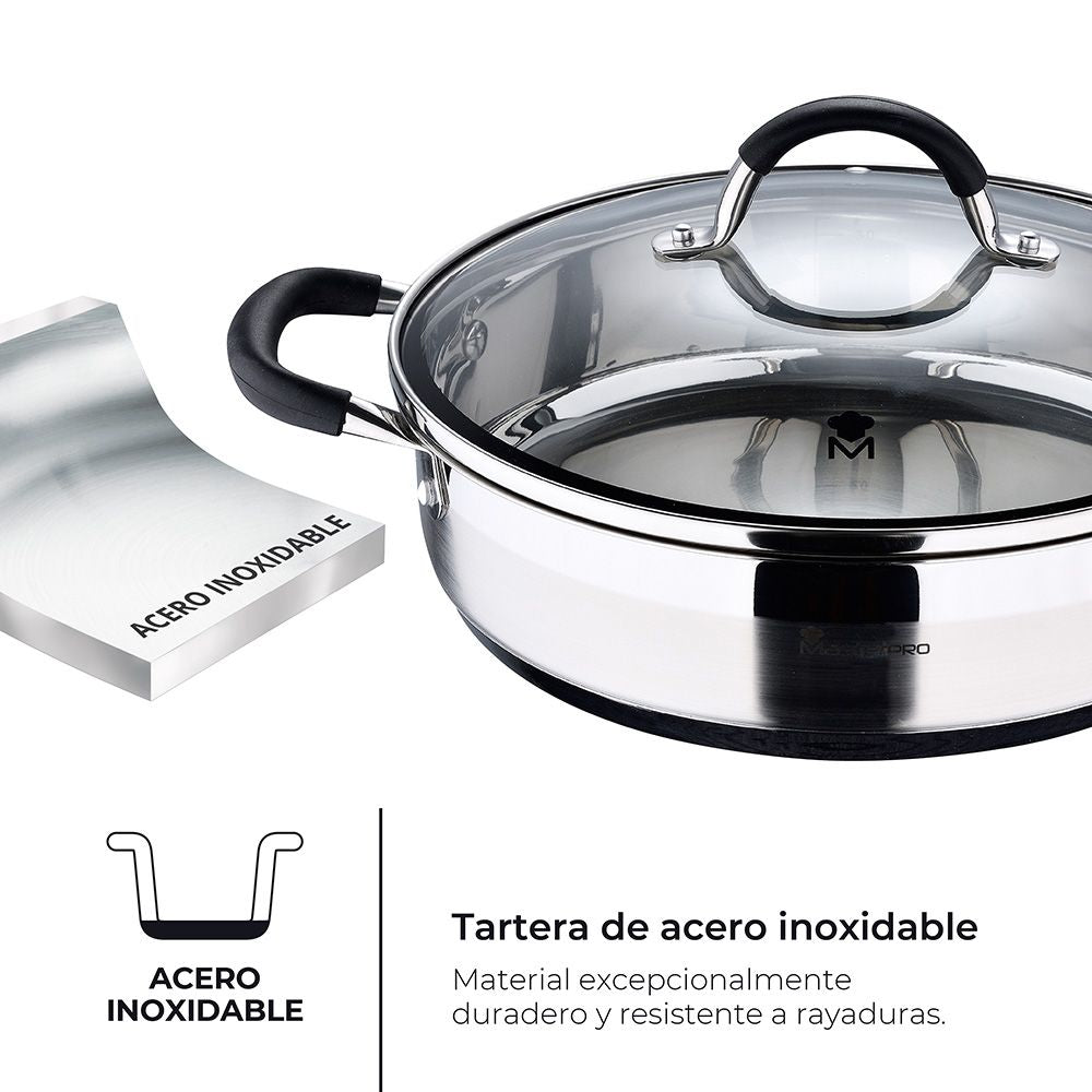 Tartera acero inoxidable con tapa foodies ø28 x 7,5 cm