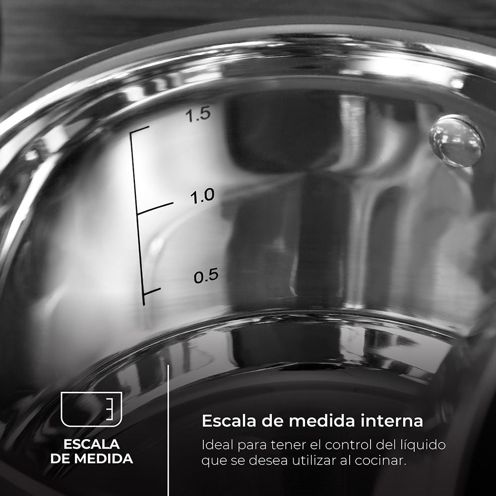 Olla 9,5 l de acero inoxidable con tapa foodies ø28 x 16,5 cm