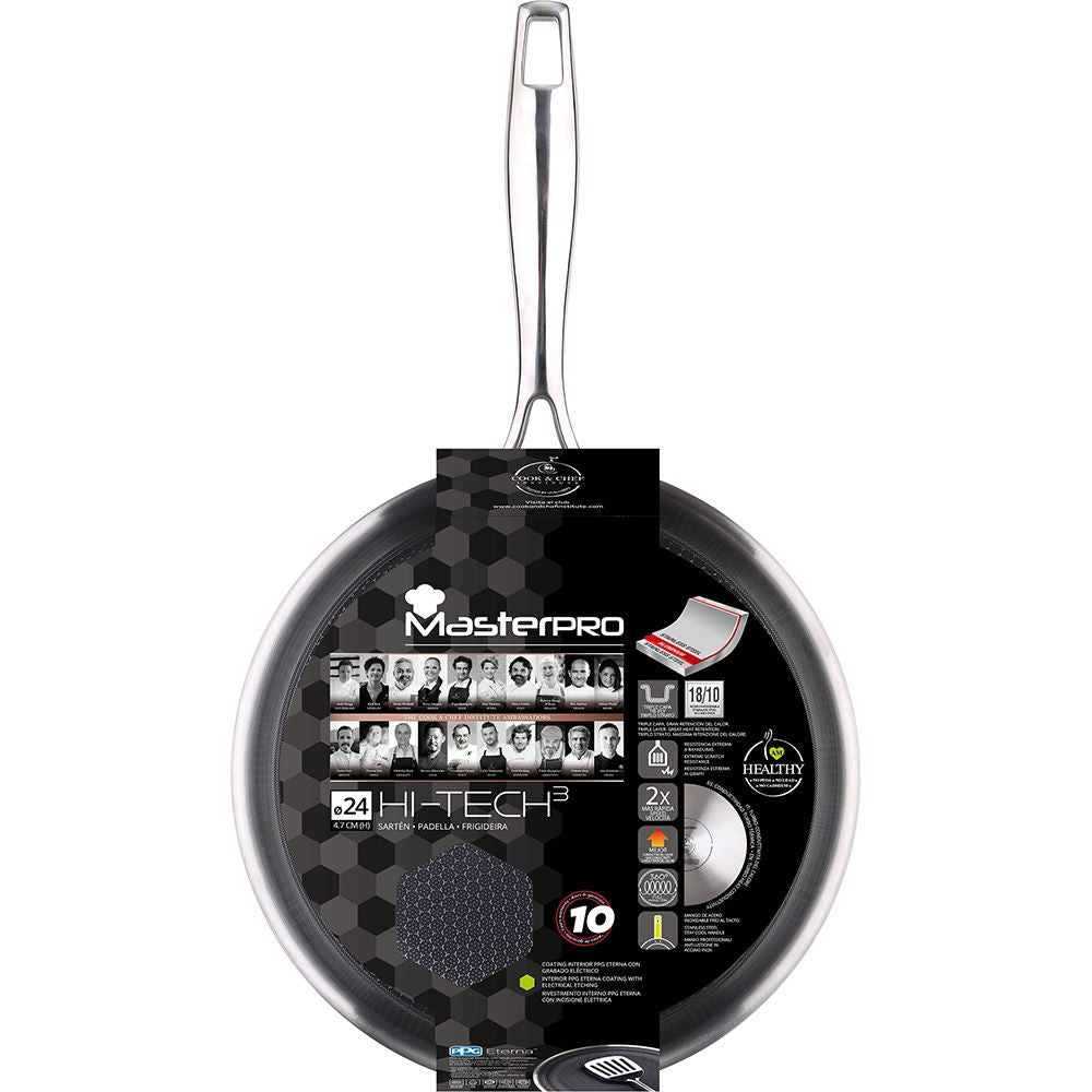 Sartén de acero inoxidable hi-tech 3 ø24 cm