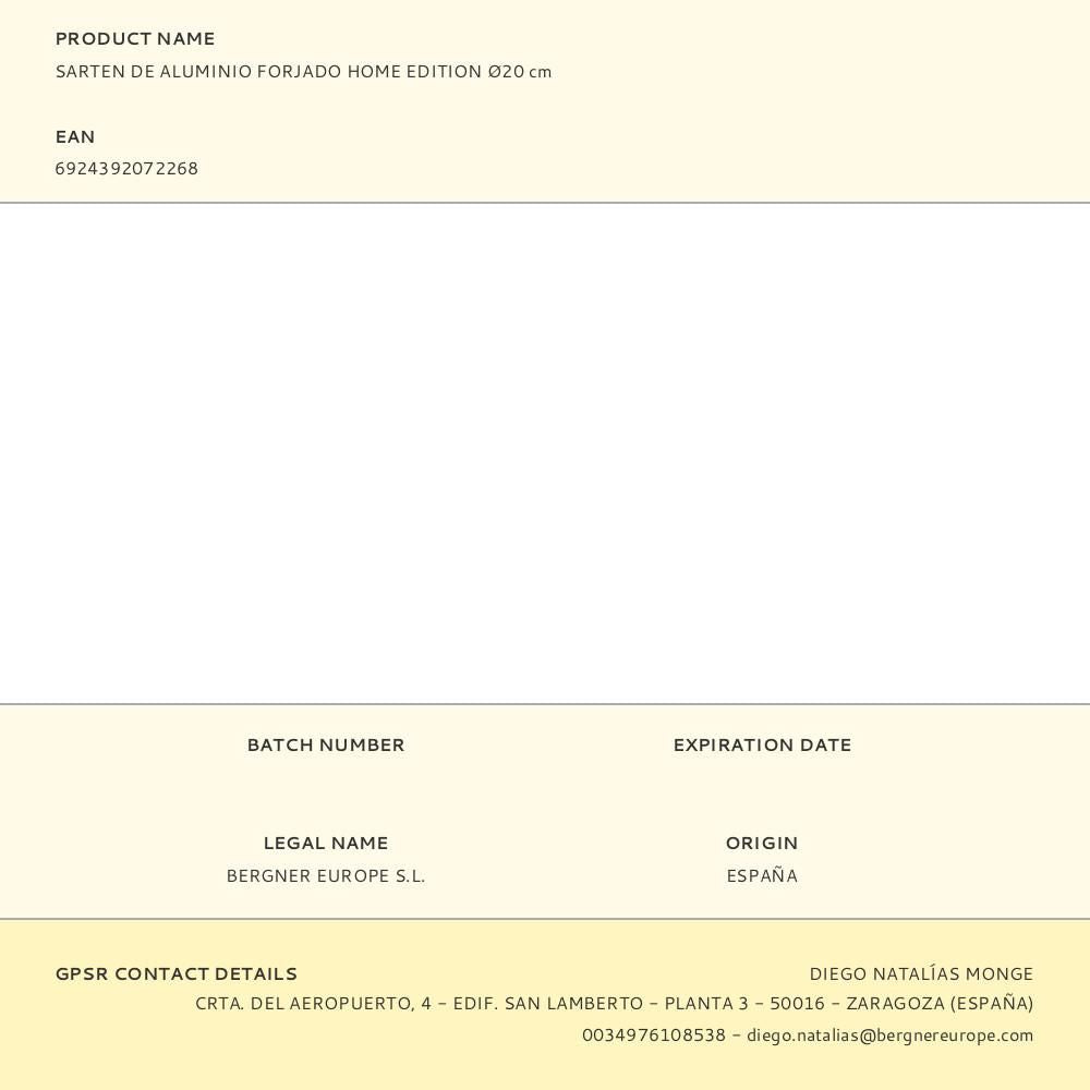 Sartén de aluminio forjado home edition ø20 cm