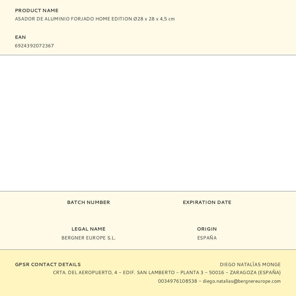 Sarten asador aluminio forjado home edition ø28 x 28 x 4,5 cm