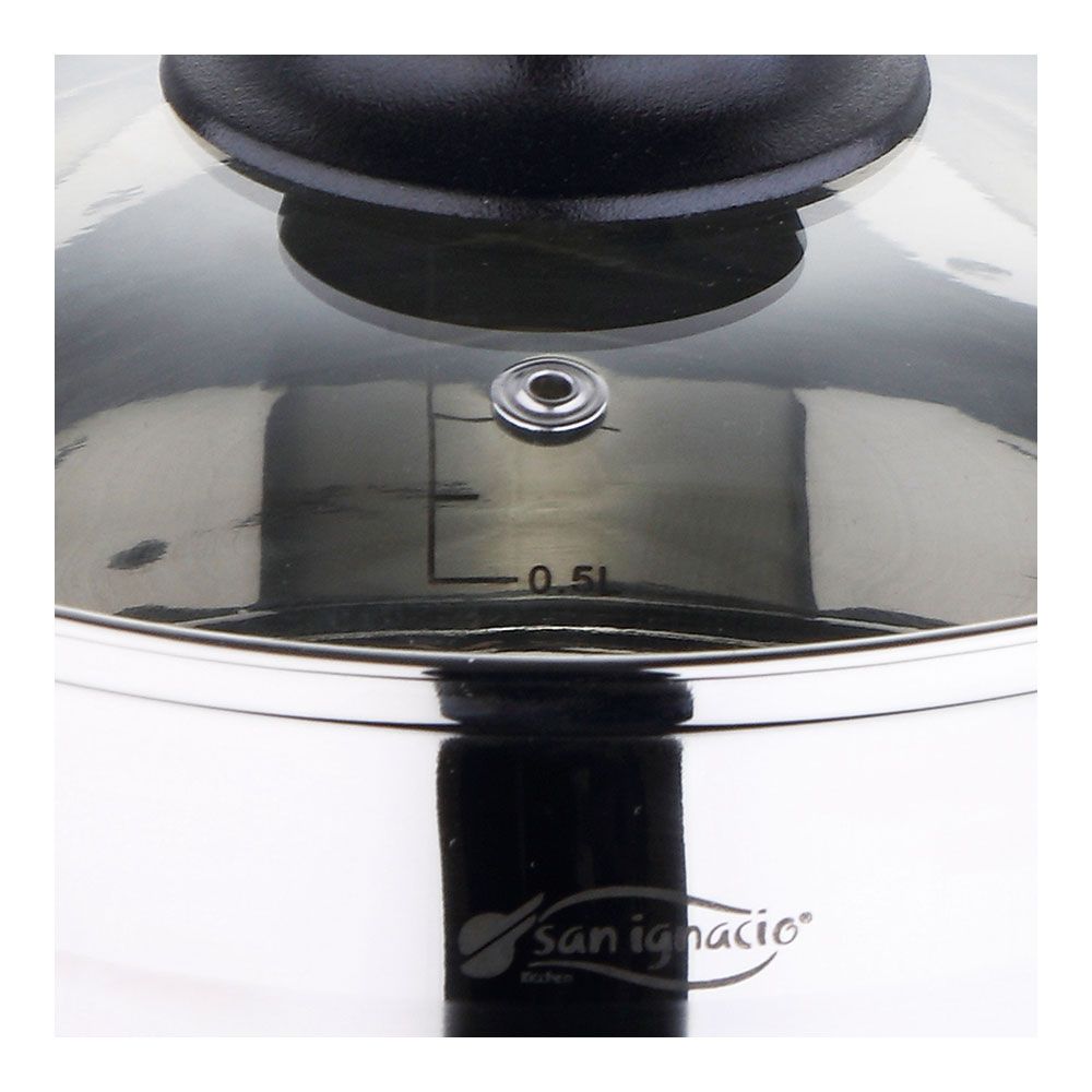 Bateria 5 piezas de acero inoxidable ind toledo: cazo ø16 cm / cacerola con tapa ø18 cm / cacerola con tapa ø20 cm