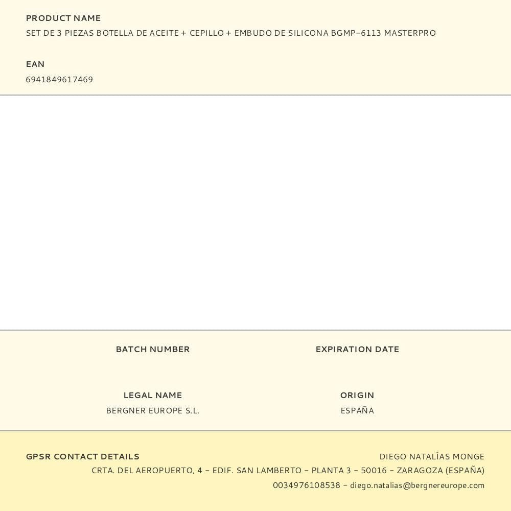 Botella de aceite + cepillo + embudo de silicona