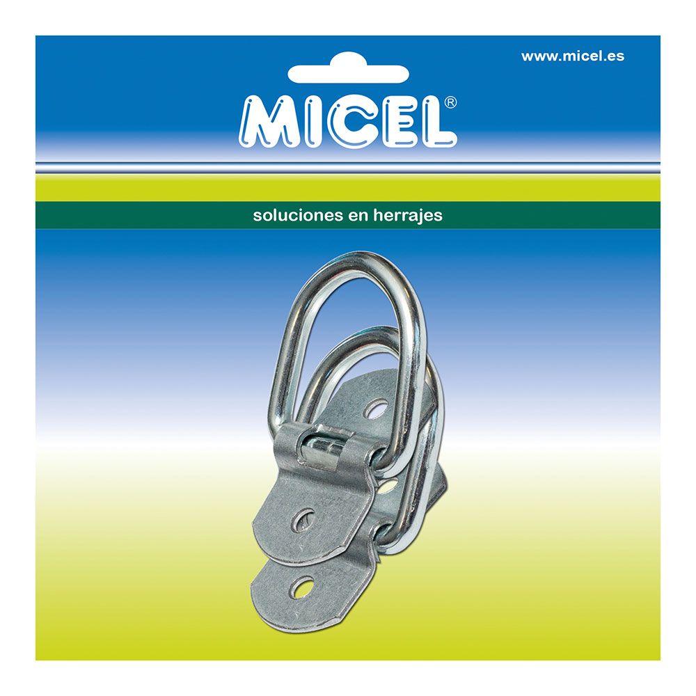 Anillas con placa para toldo, modelo ap03, de acero con acabado zincado, 60 x 38 x 8,5 mm, 2 uds, blister