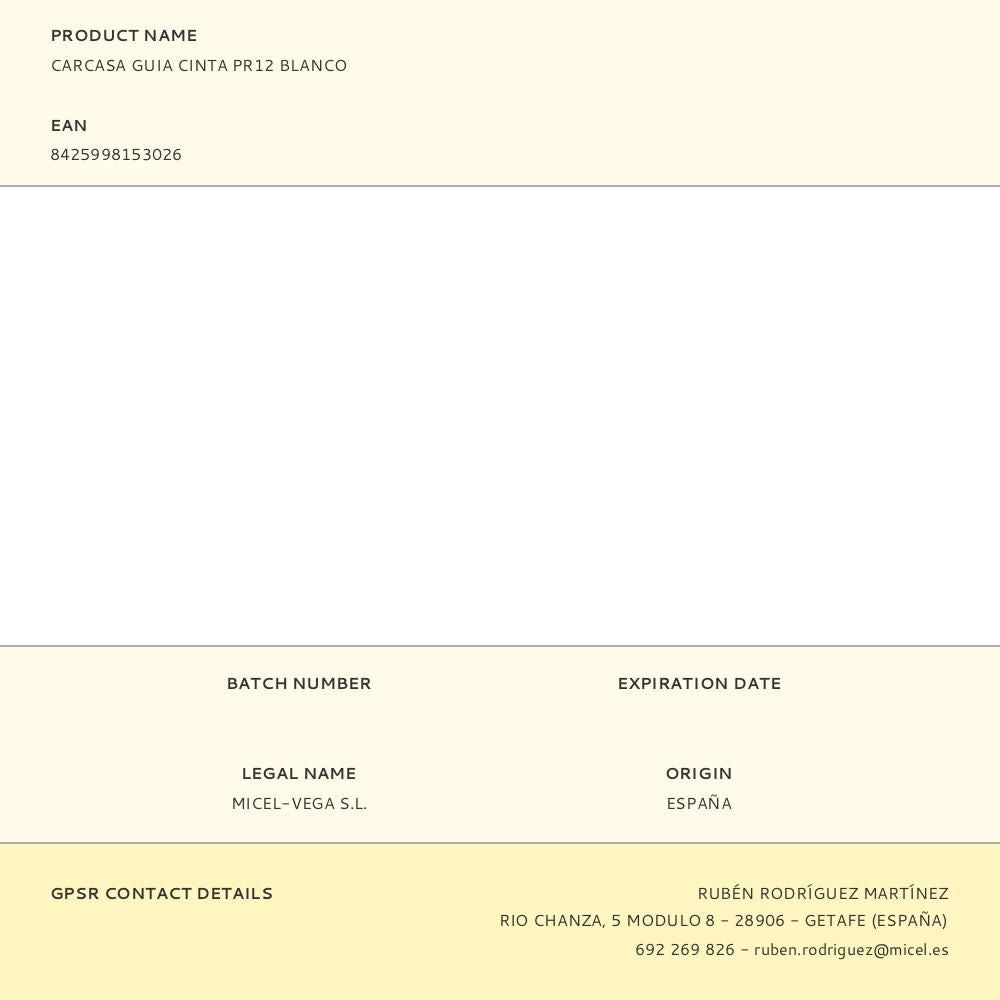 Carcasa guia cinta pr12 blanco