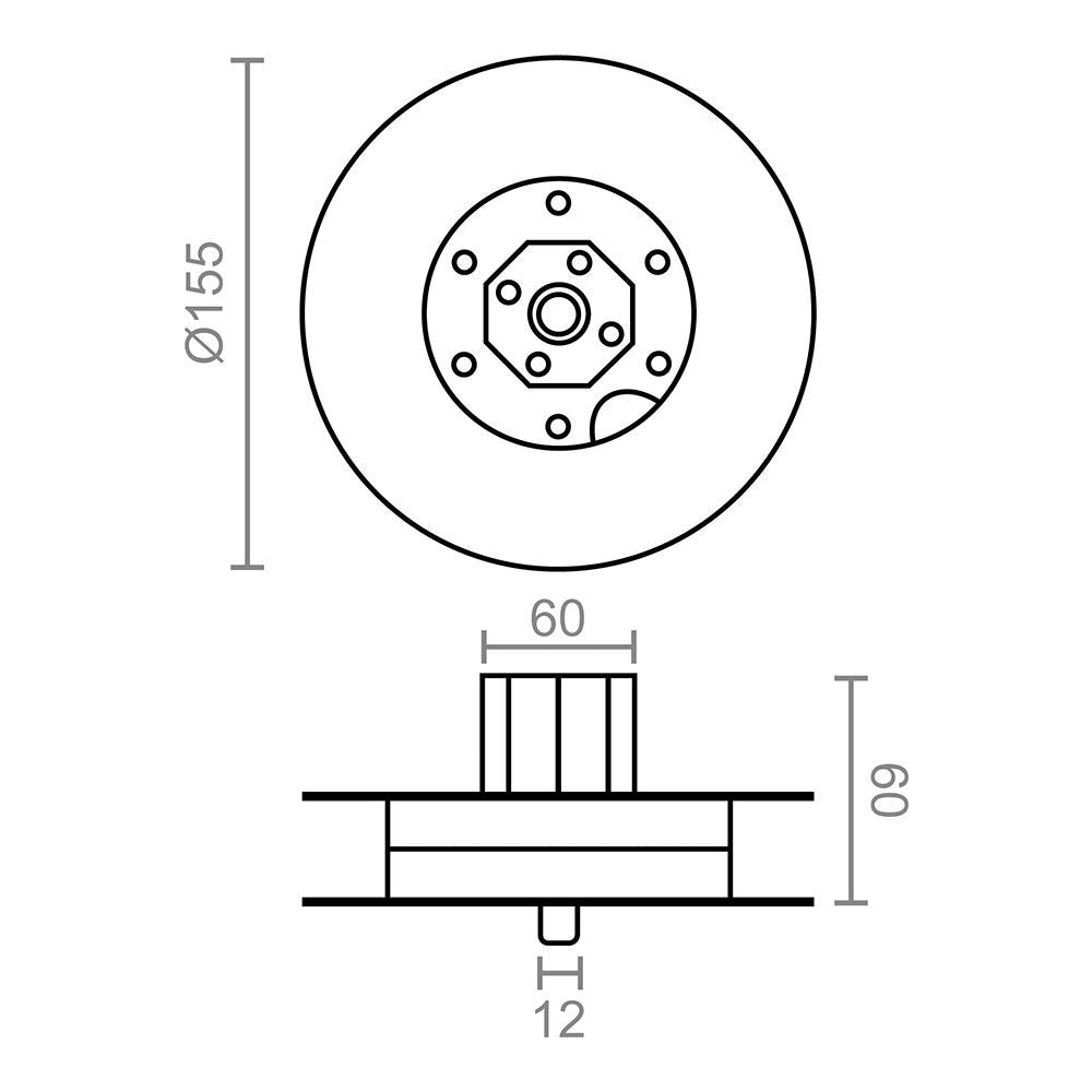 Polea metalica con espiga pr19 zincado 150 mm