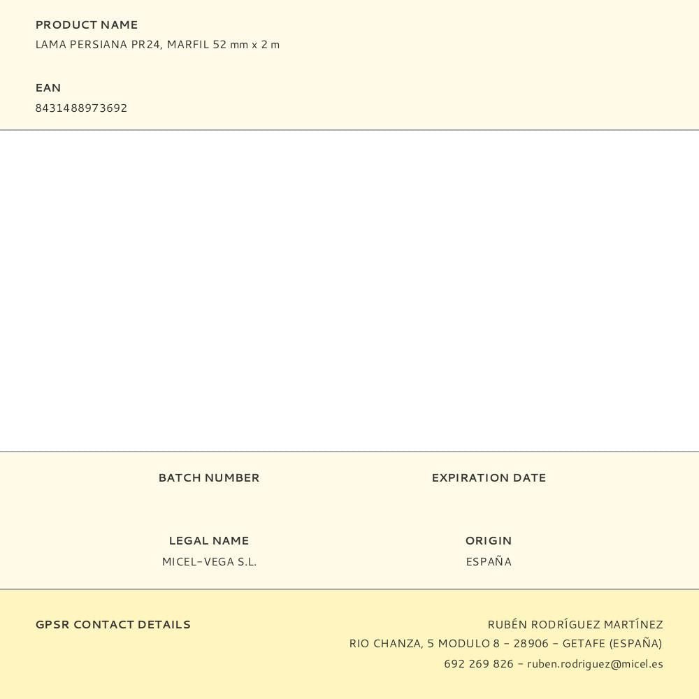 Lama persiana pr24, marfil 52 mm x 2 m